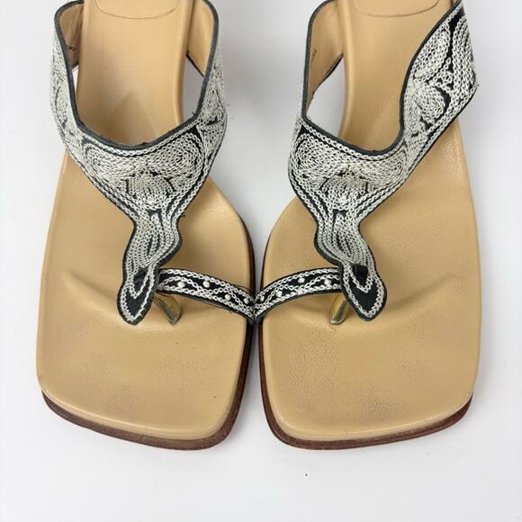 Vintage Y2K Hype Embroidered Wedge Heel Sandals - Picture 5 of 8